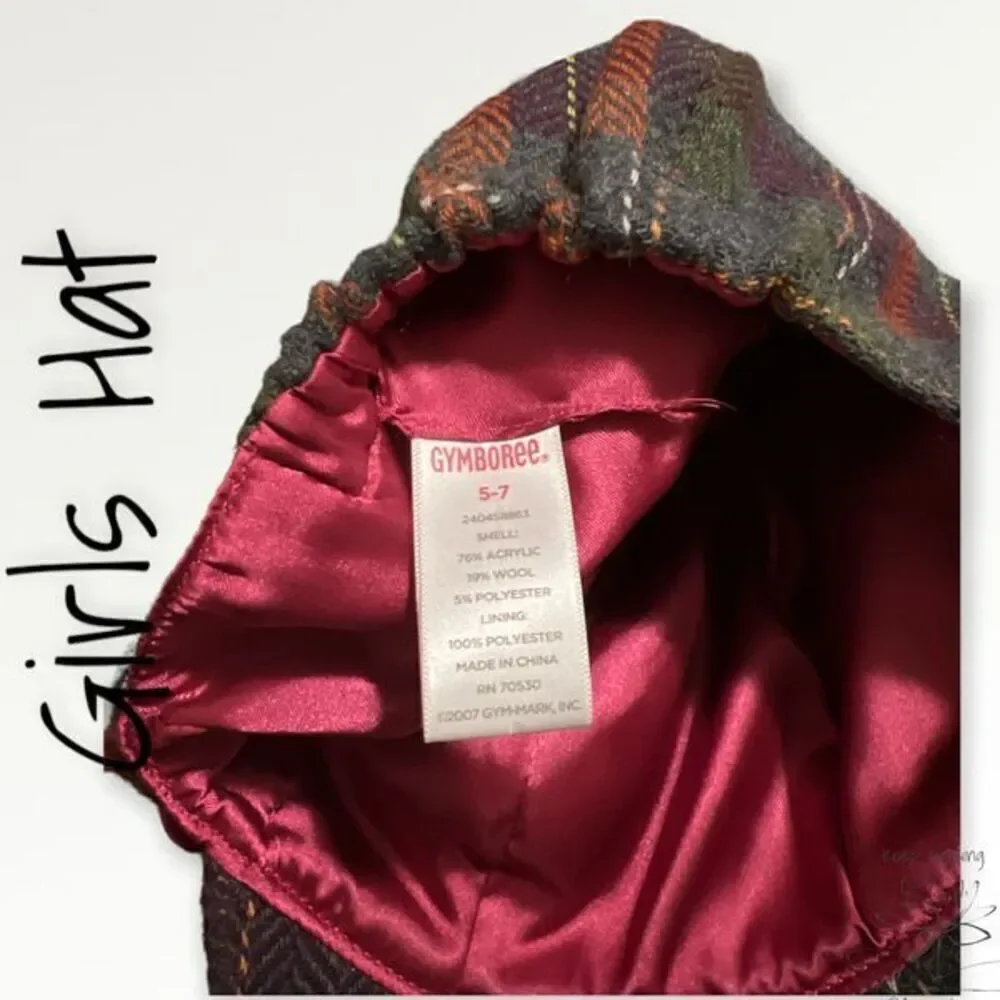 Bundle Sale 3 for $15 | Gymboree Gray and Pink Plaid Youth Hat | Size 5 - 7